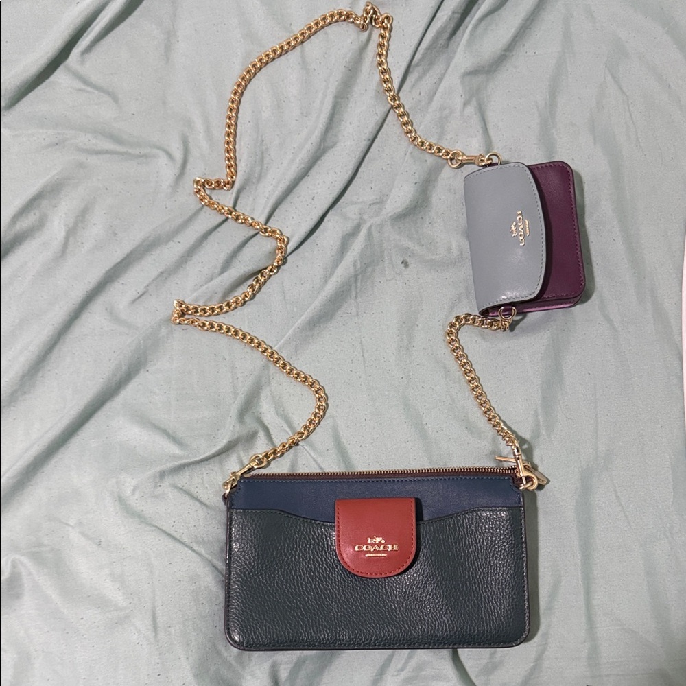 Coach Women's Black and Red Crossbody Bag